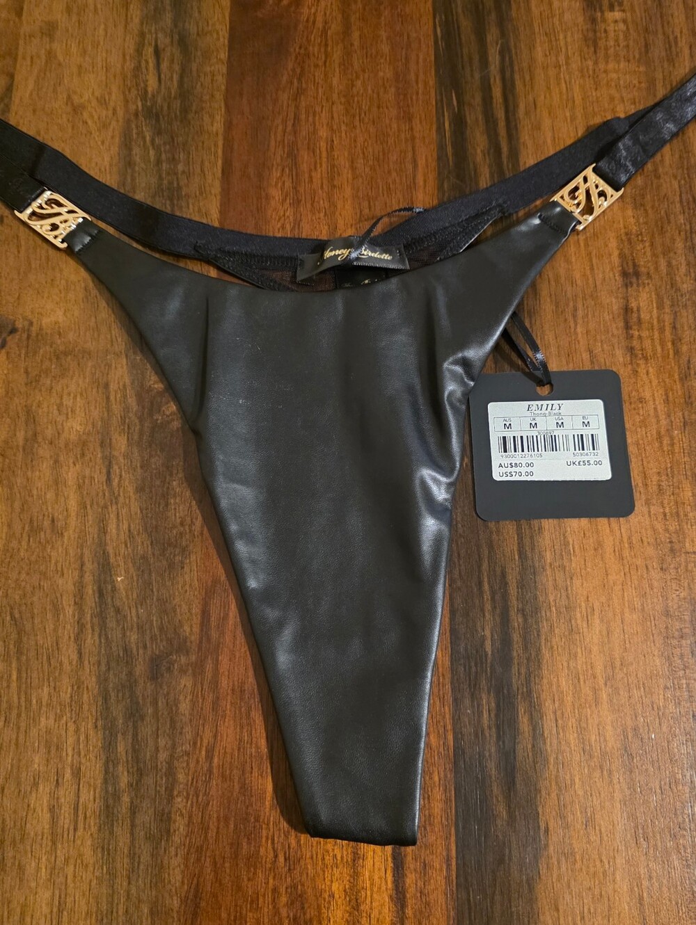 Honey Birdette Emily Nero Black Thong M NWT - Picture 2 of 3